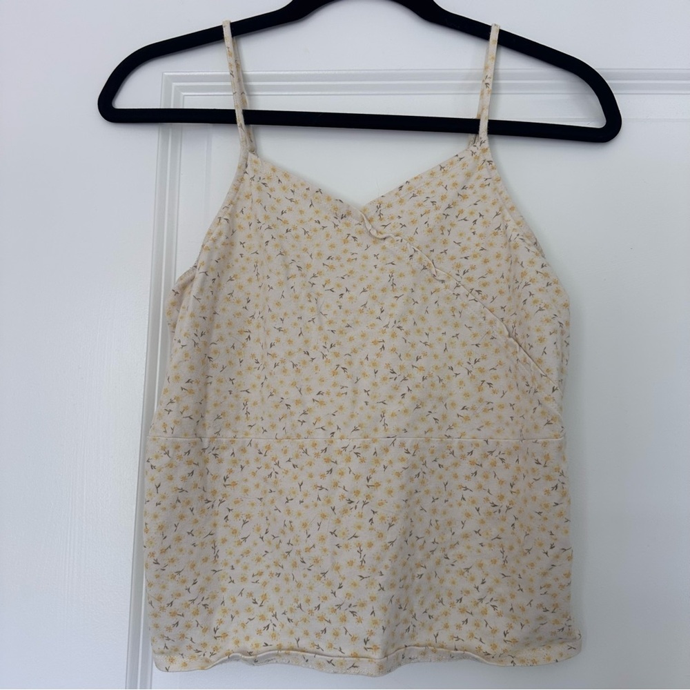 Art Class (Girls XL) White/Yellow Floral Tank Top with Adjustabke Straps